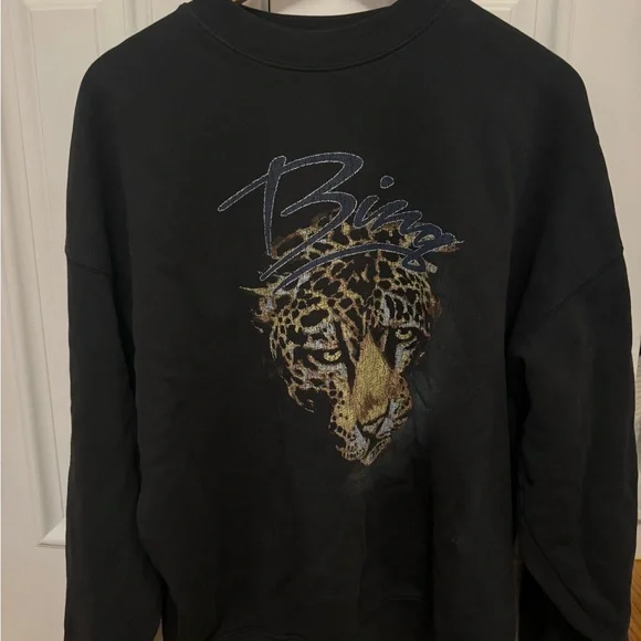 Anine Bing Black Harvey Leopard Sweatshirt - Picture 2 of 4